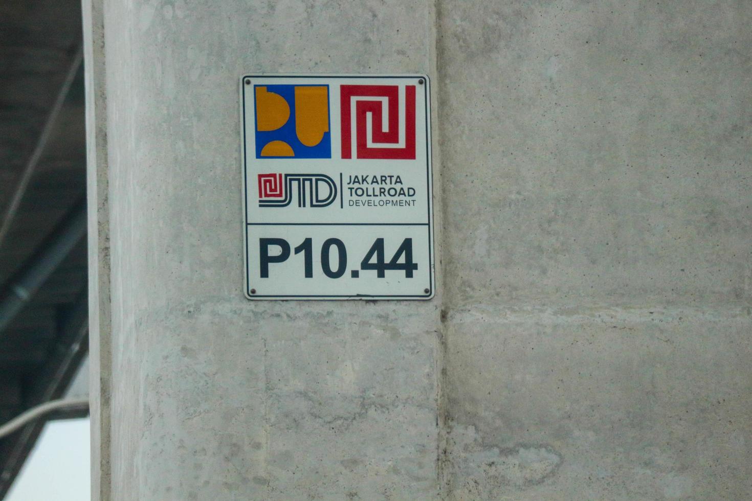 Jakarta, Indonesia in July 2022. A nameplate from a flyover pier in Jakarta owned by Jakarta Toll Road Development photo