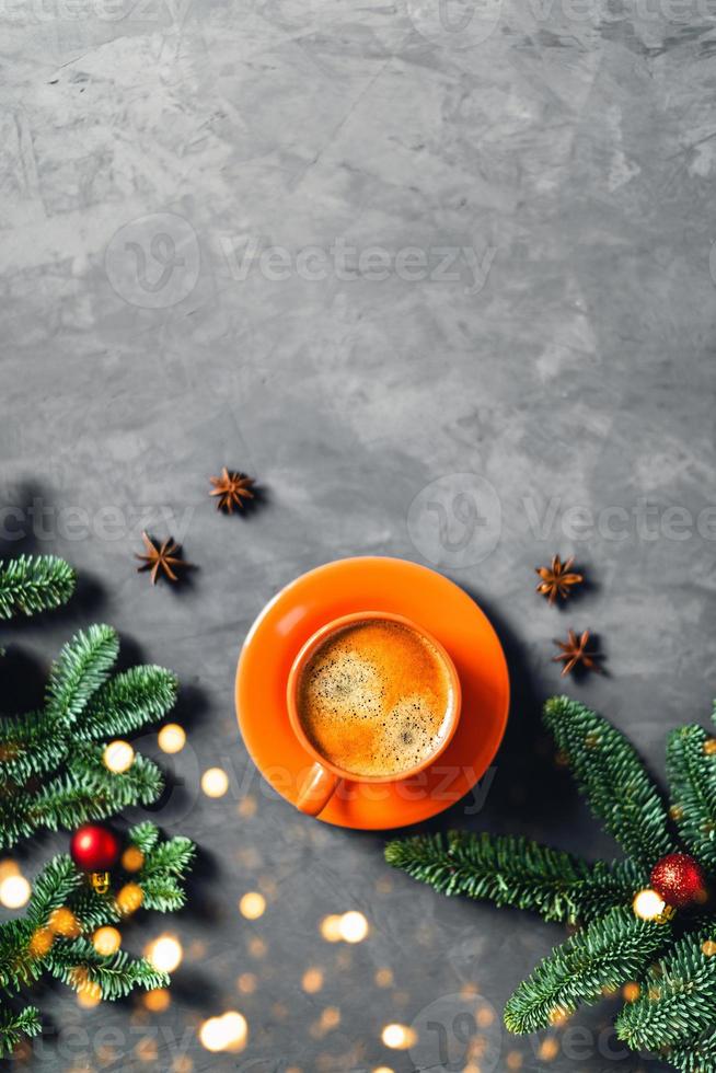 composición del café de la mañana. foto de navidad