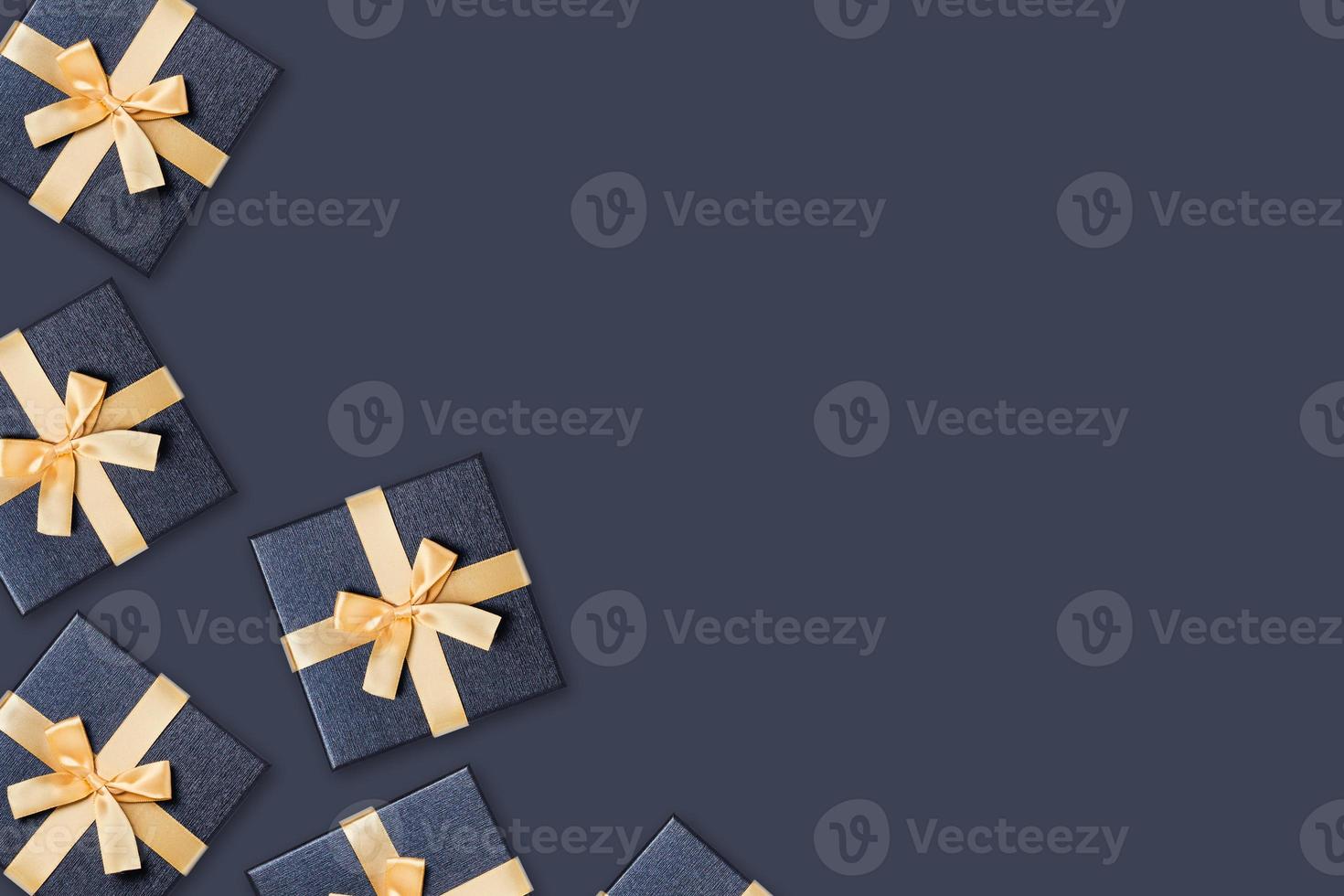 Gift boxes on grey background. photo