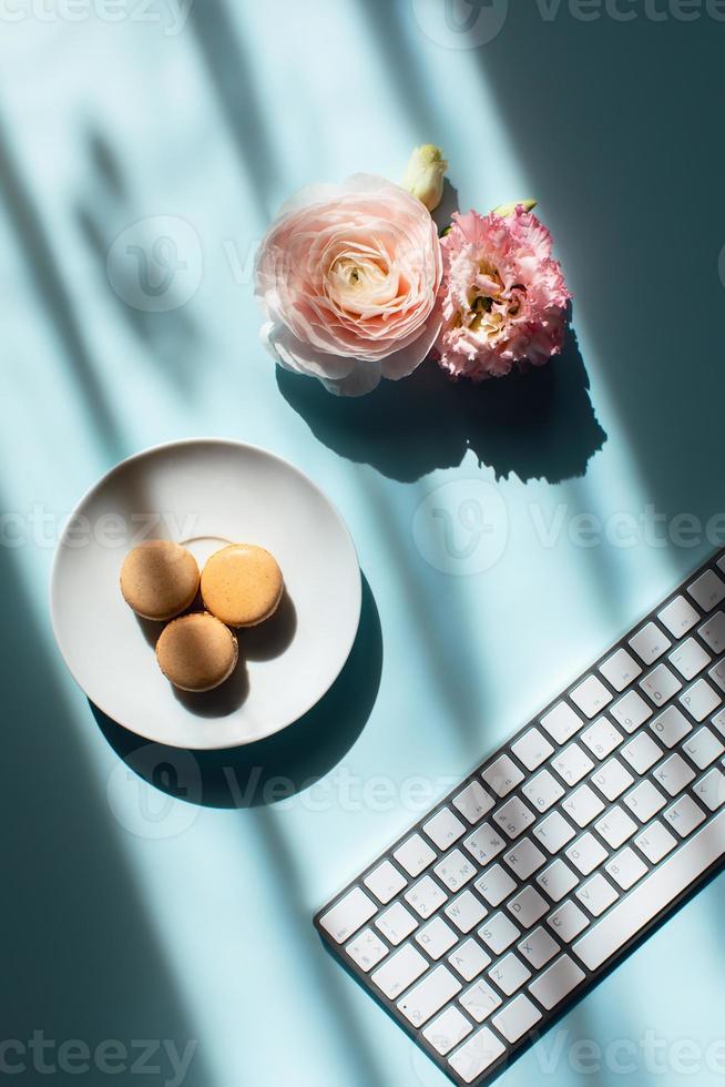 Working from home with positive emotions. photo