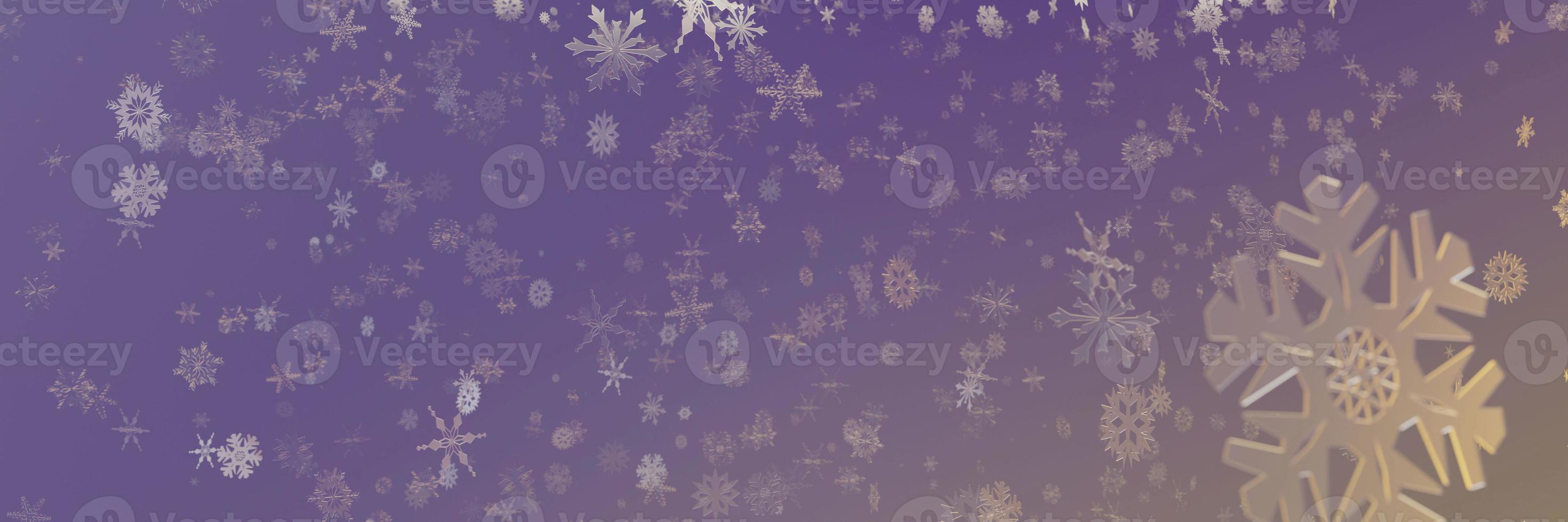 background with 3d snowflakes on dark background. Seasonal holidays paper art banner, poster. Render photo