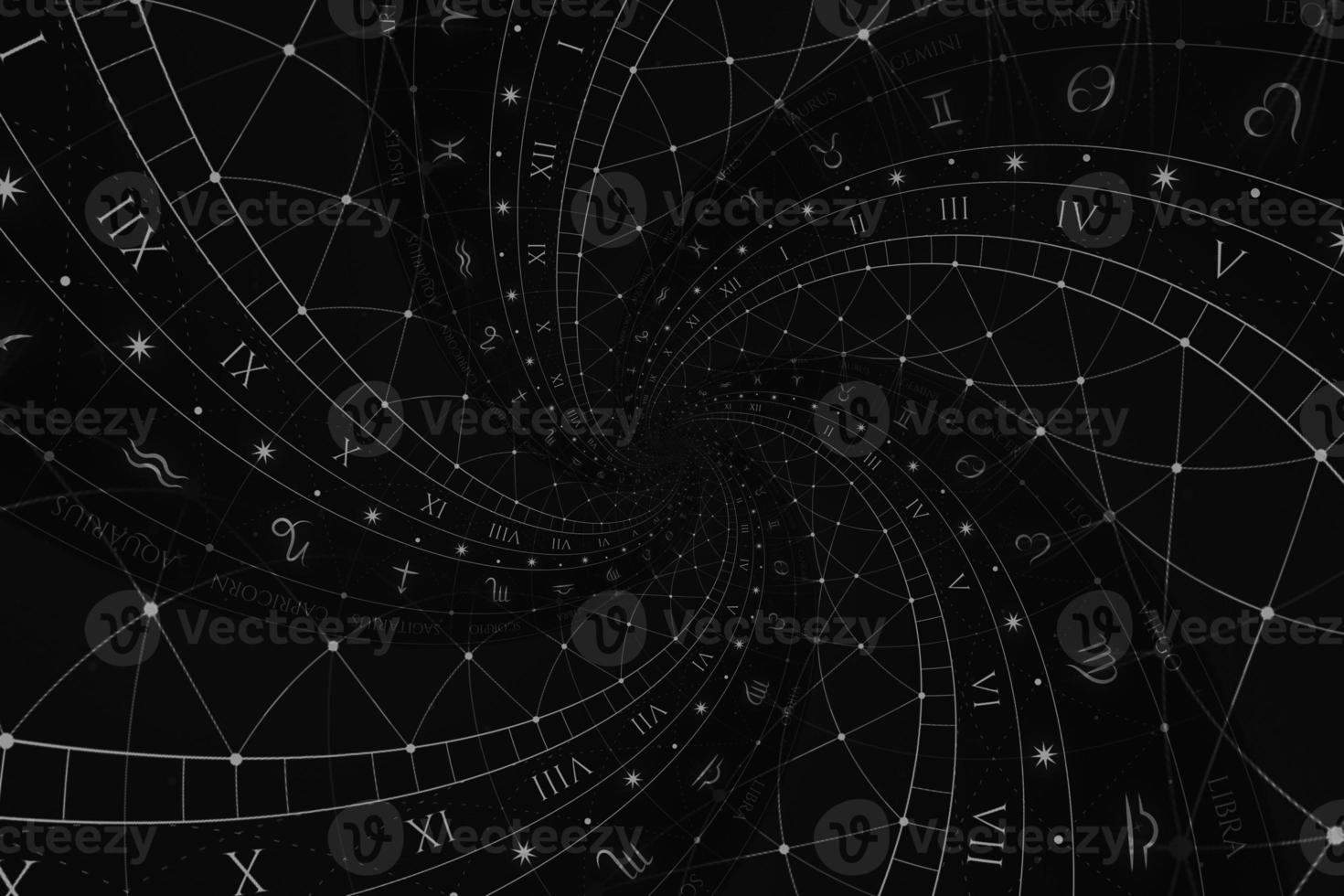 Zodiac Signs Horoscope background. Concept for fantasy and mystery photo