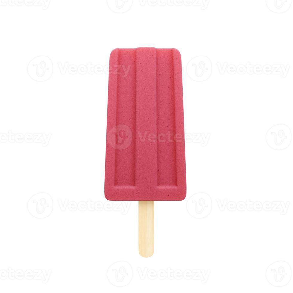 Palo de madera de paleta de sandía de representación 3d sobre fondo blanco, fondo aislado de helado rojo foto