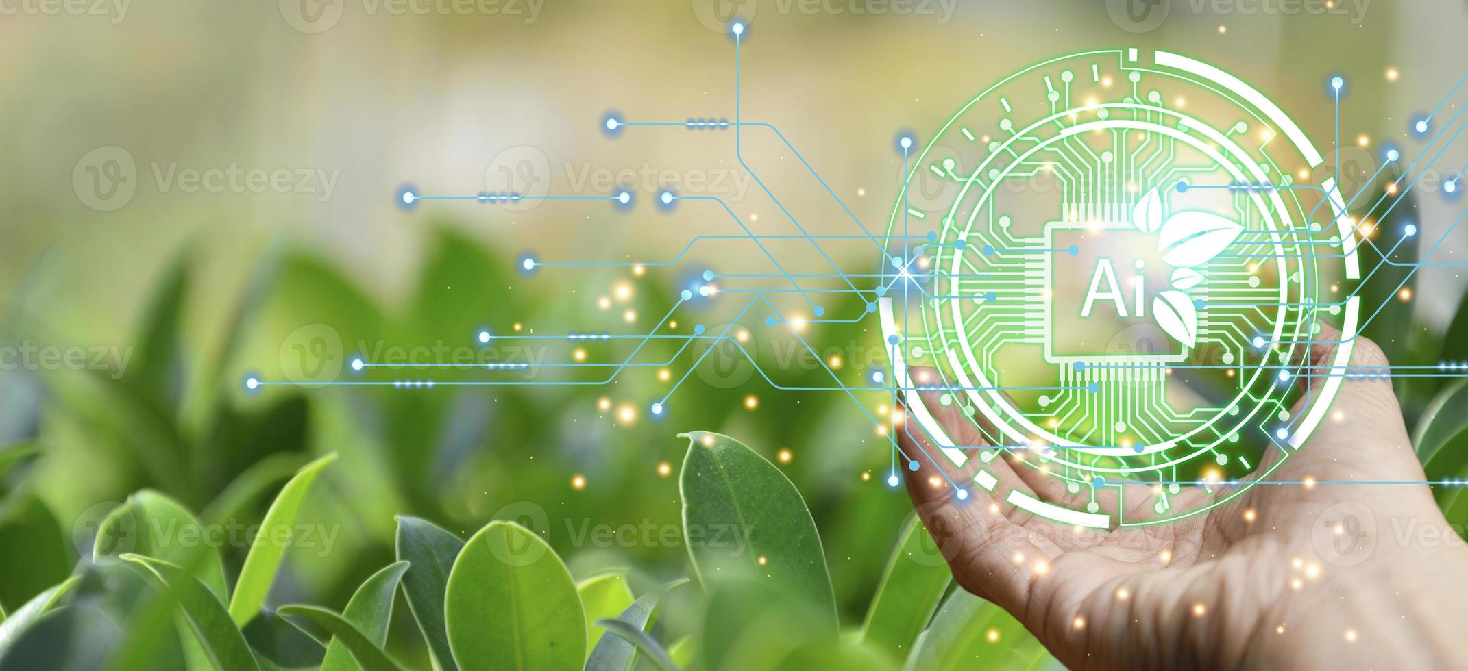 The concept of using artificial intelligence, AI to control the environment, control pollution photo