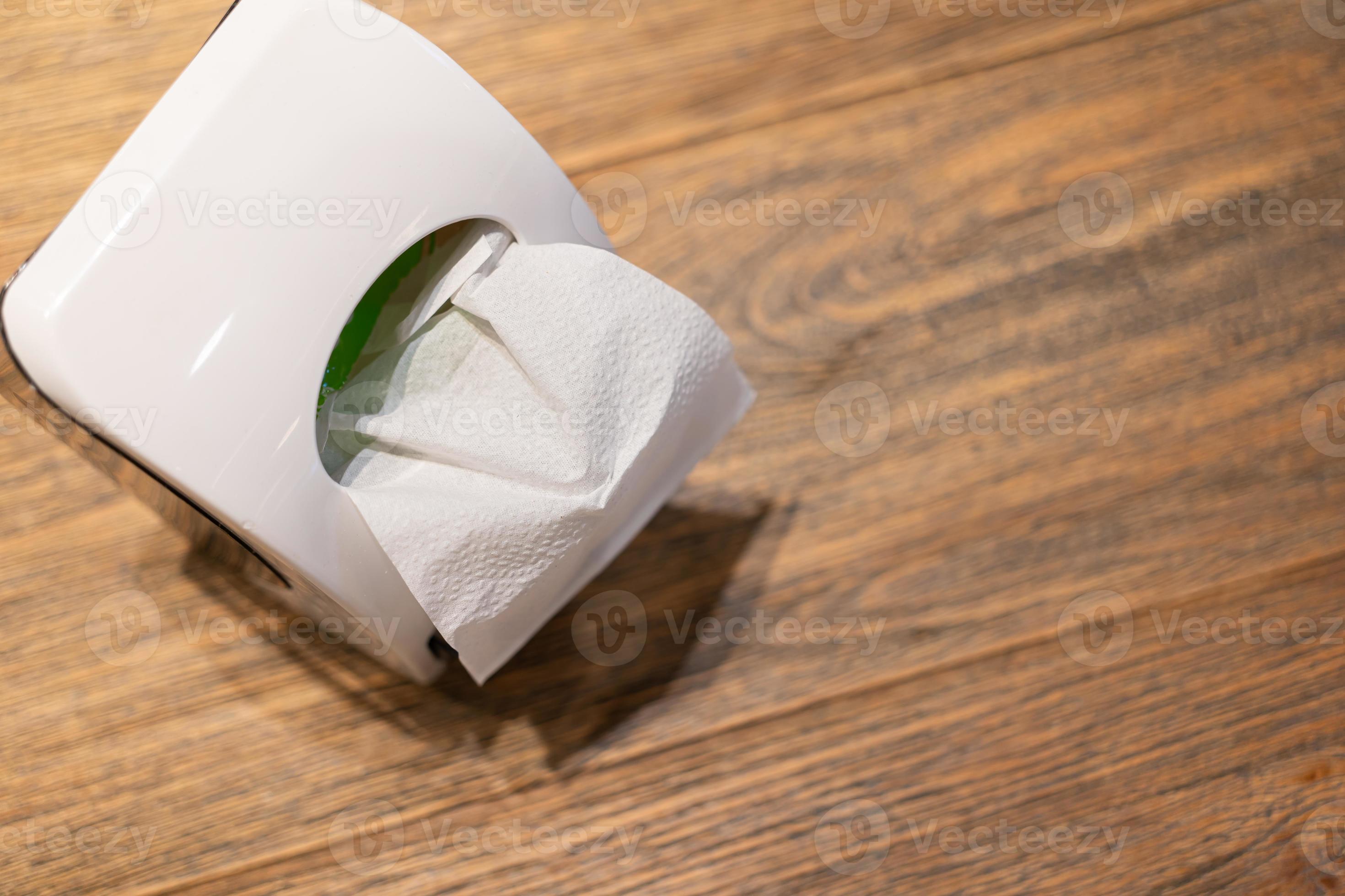 Tissue box with in food court. Tissue box on table in restaurant. paper