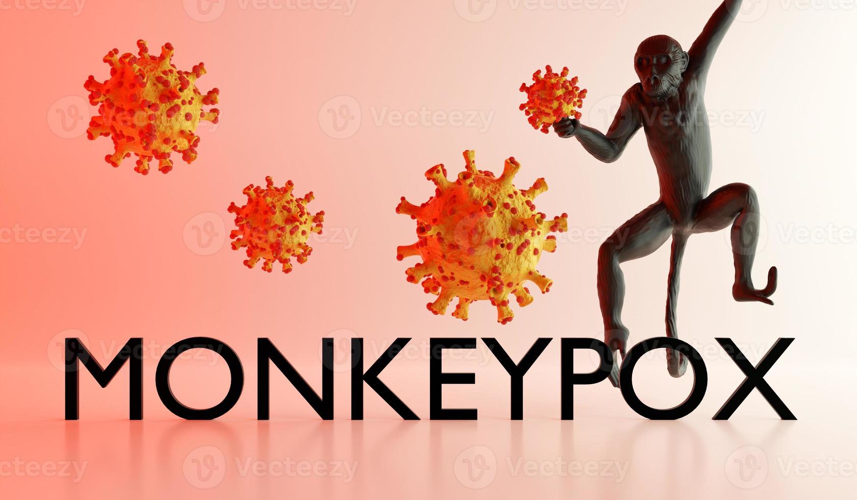 Illustration of monkeypox, infectious disease caused by the monkey pox virus. Multi-country outbreak, the new cases. Viral zoonotic disease, dangerous infection. photo
