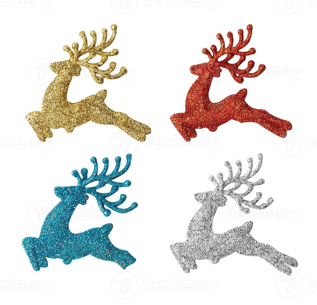 Set of Glitter Reindeer decoration isolated on white background with clipping path photo