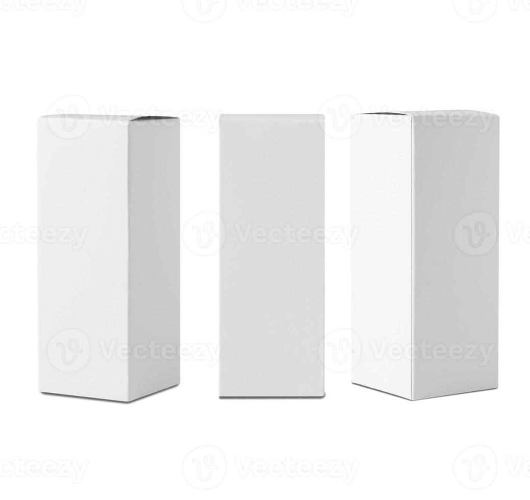 Set of White box mockup isolated on white background with clipping path photo