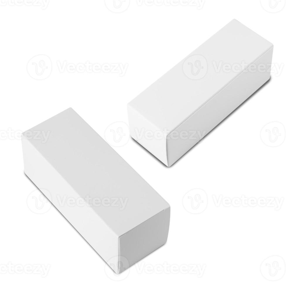 conjunto de maquetas de caja blanca aisladas en fondo blanco con trazado de recorte foto