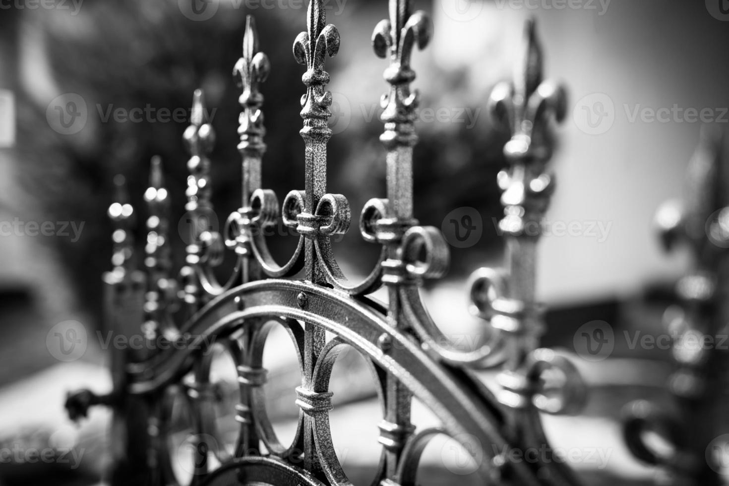 Metal fashion fence on blurred background photo