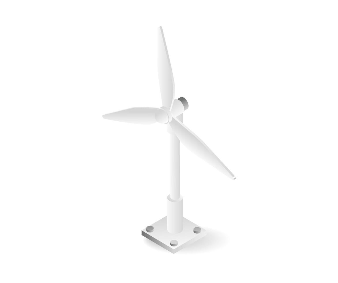 Windmill minimalistic illustration isometric flat 3d concept vector