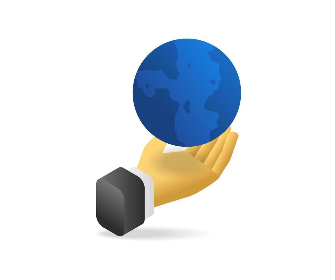 Flat 3d isometric illustration concept of horse strategy to launcFlat 3d isometric illustration concept of earth on hand vector