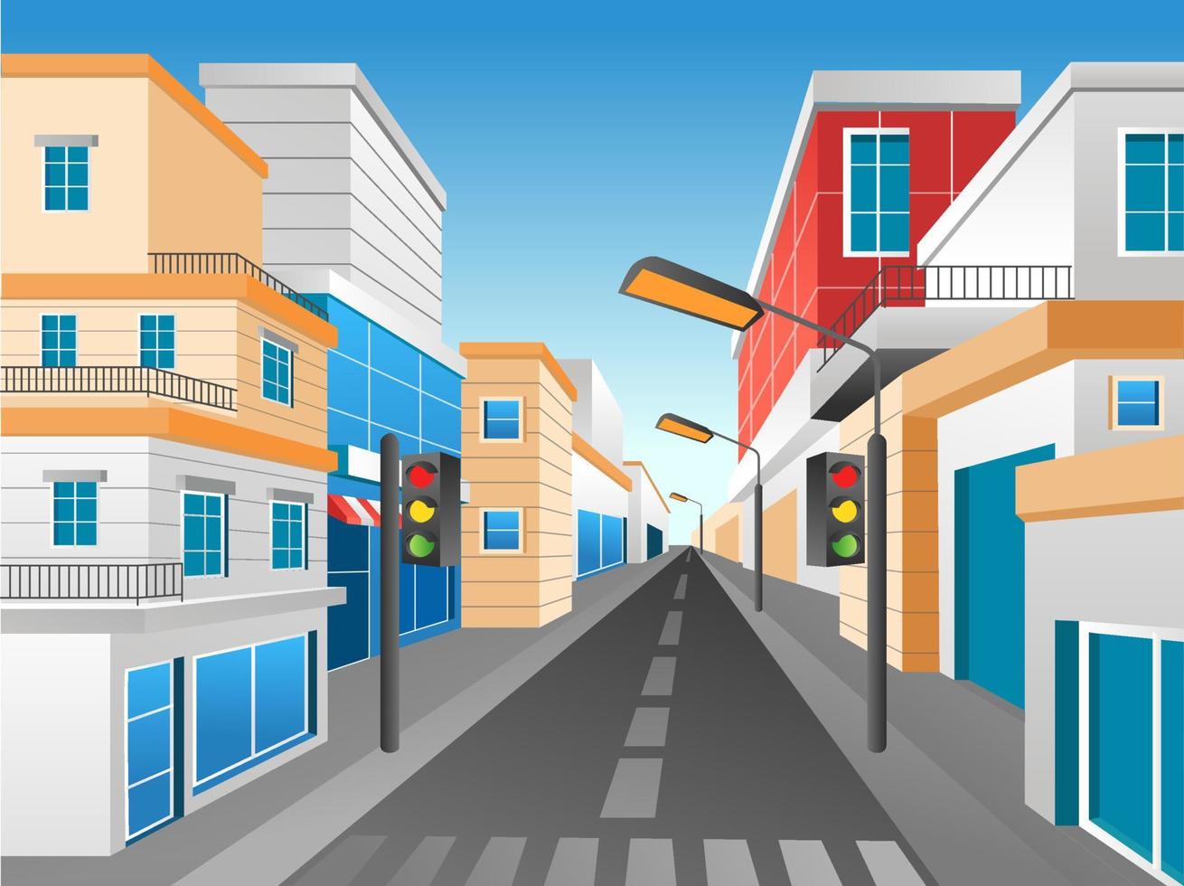 fondo de perspectiva de esquina de calle de ciudad moderna de ilustración de concepto 3d plano isométrico vector