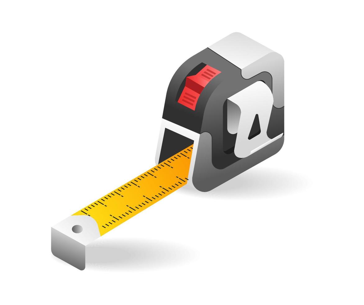 Flat 3d concept isometric illustration of handyman tool roll meter vector