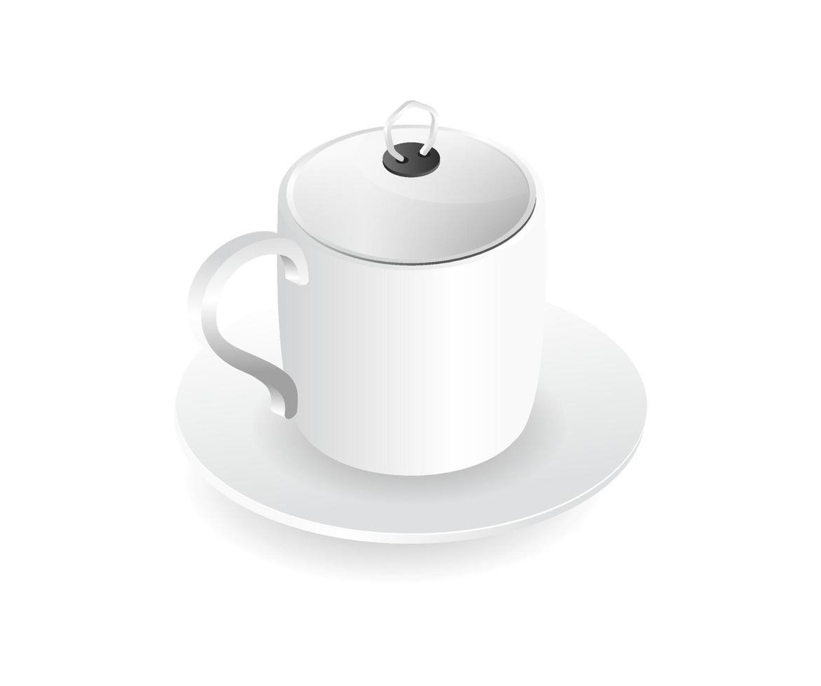 Isometric flat 3d concept illustration of a stainless glass with a glass lid vector