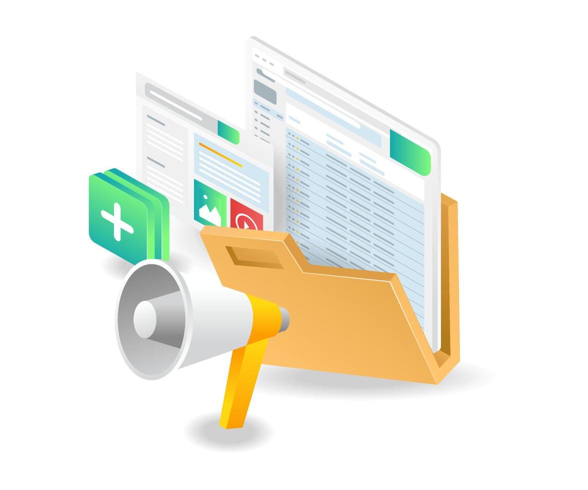 Flat isometric illustration concept of digital marketing promotion with email vector