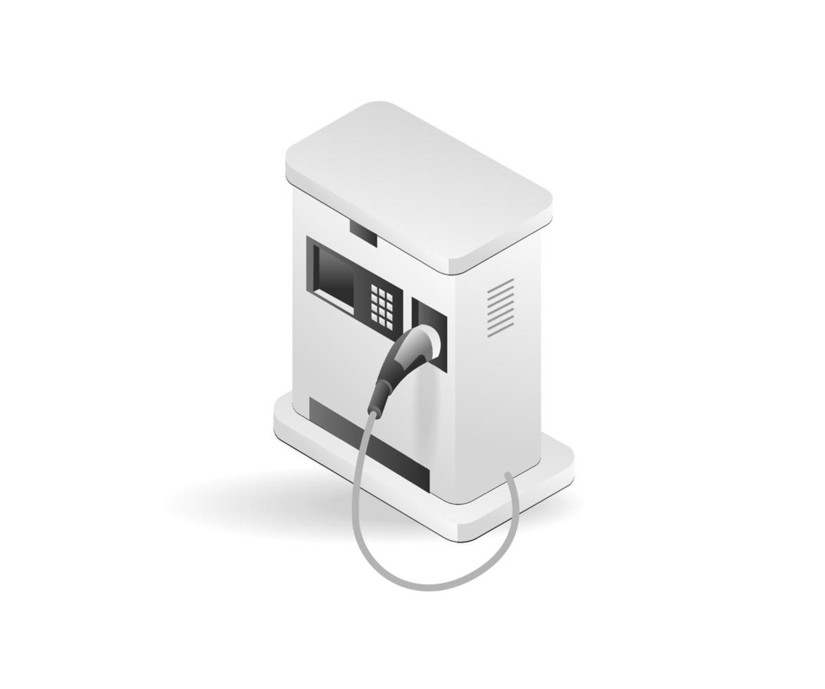 Isometric flat 3d illustration concept of electric car charging station vector