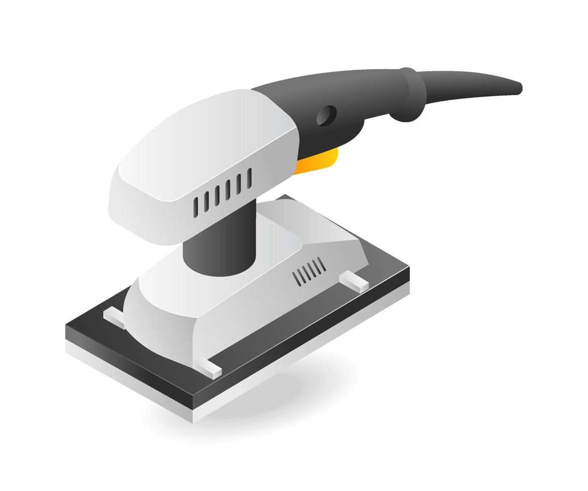 Flat 3d isometric illustration concept of electric sanding machine vector