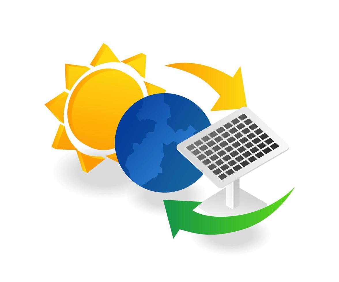 concepto de ilustración isométrica plana de tecnología de panel solar vector