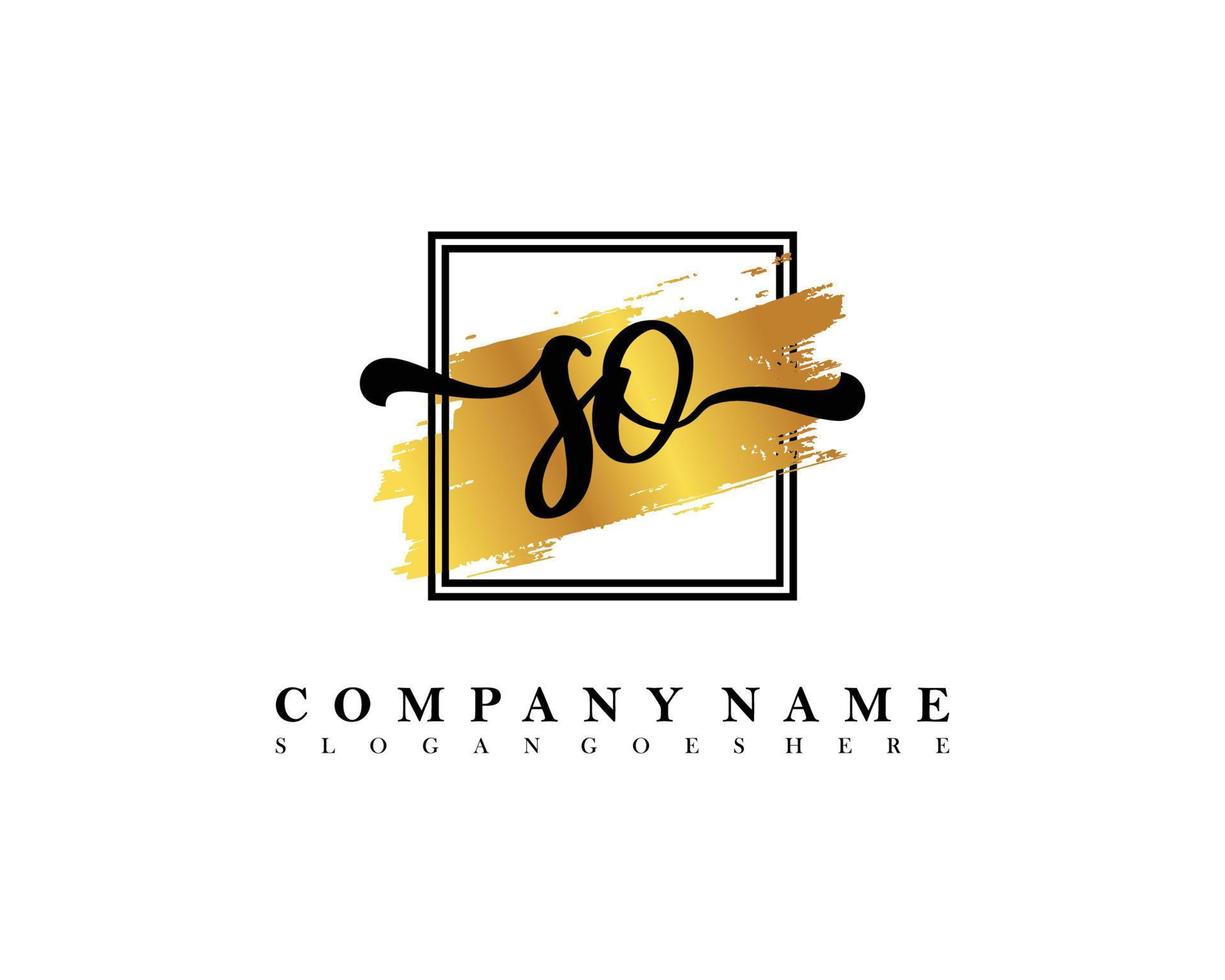 SO Initial handwriting logo concept vector