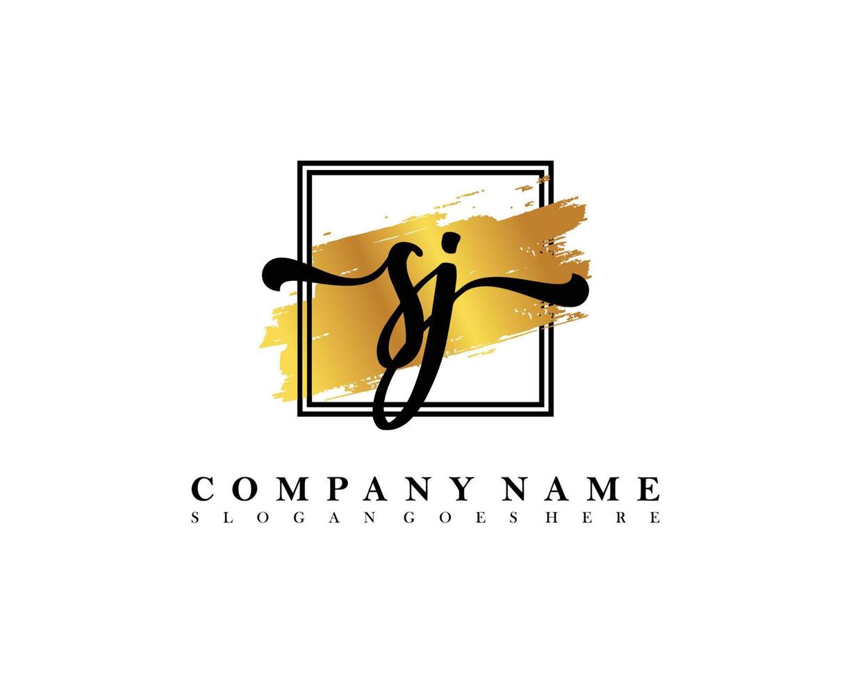 SJ Initial handwriting logo concept vector