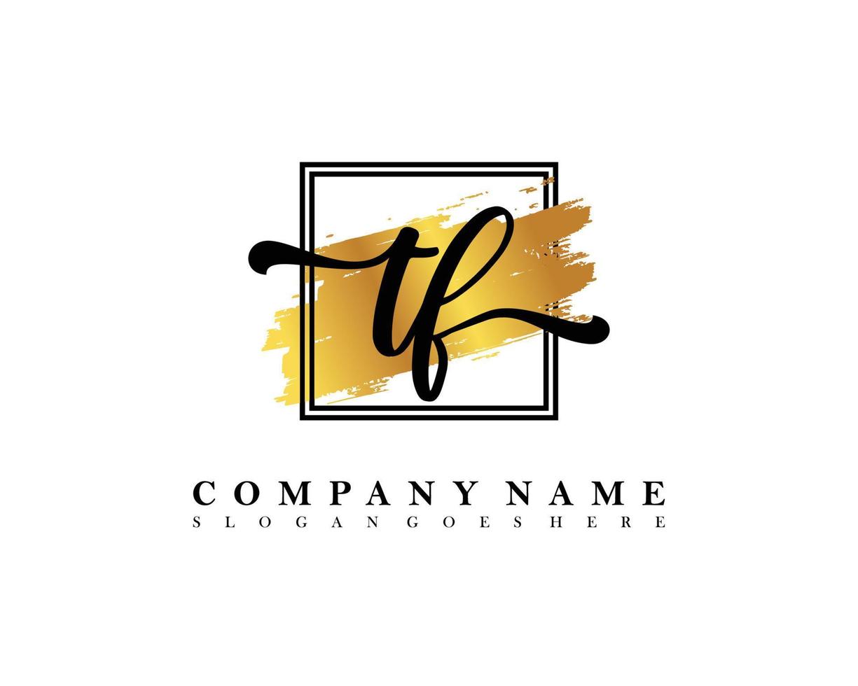 TF Initial handwriting logo concept vector