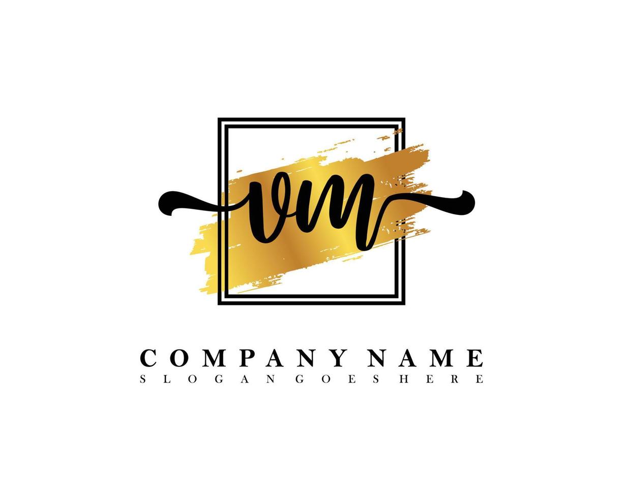 VM Initial handwriting logo concept vector