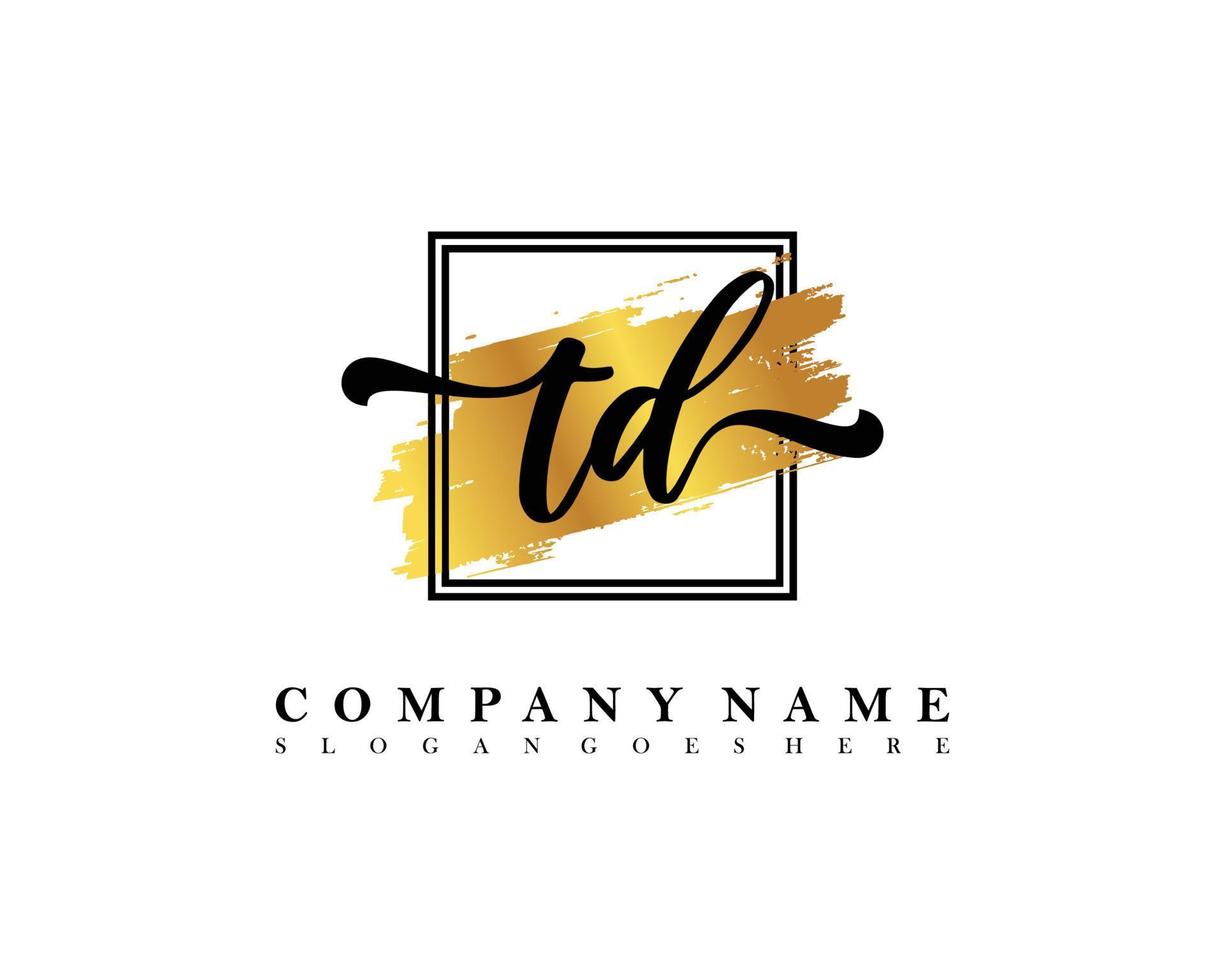 TD Initial handwriting logo concept vector