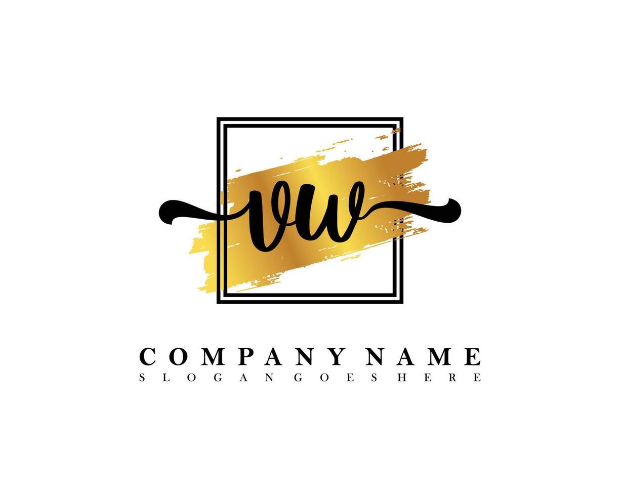 VW Initial handwriting logo concept vector