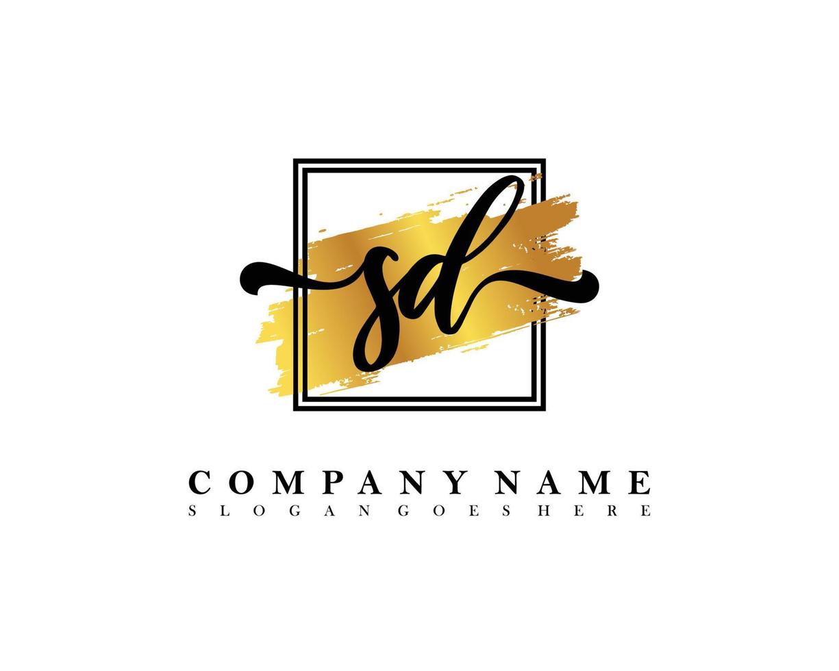 SD Initial handwriting logo concept vector