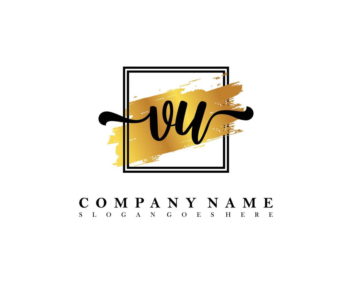 VU Initial handwriting logo concept vector