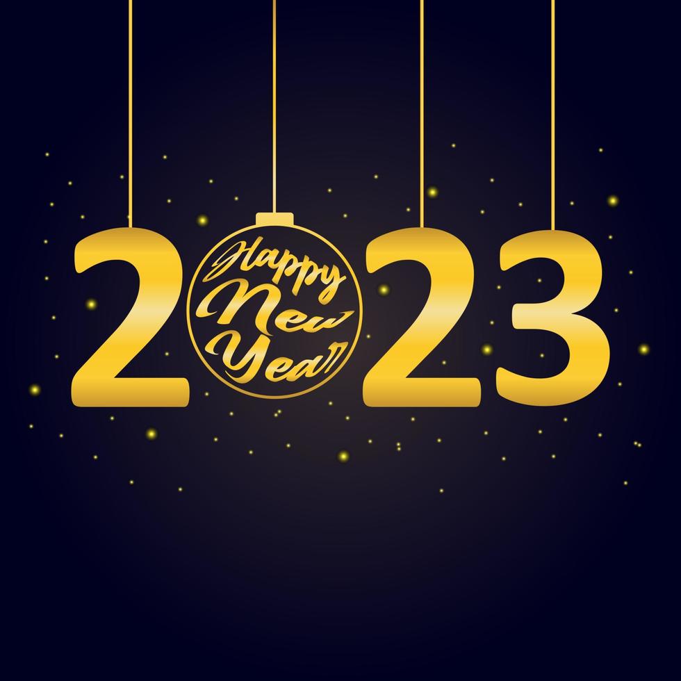 Happy new year 2023 with gold. Free Vector