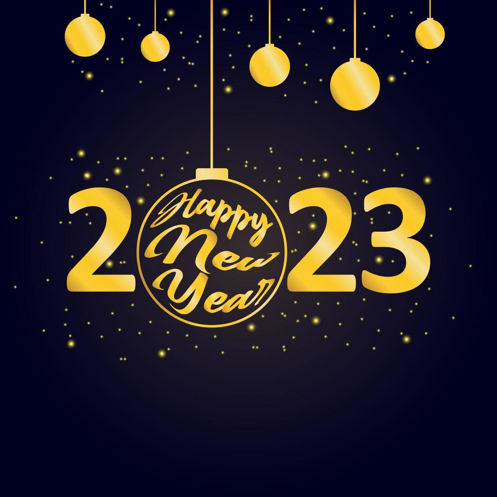 Happy new year 2023 with gold. Free Vector