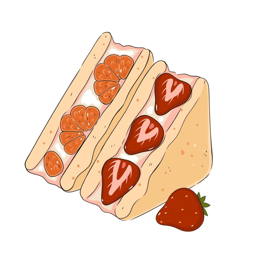 Sándwiches de frutas japonesas aislado sobre fondo blanco. gráficos vectoriales vector