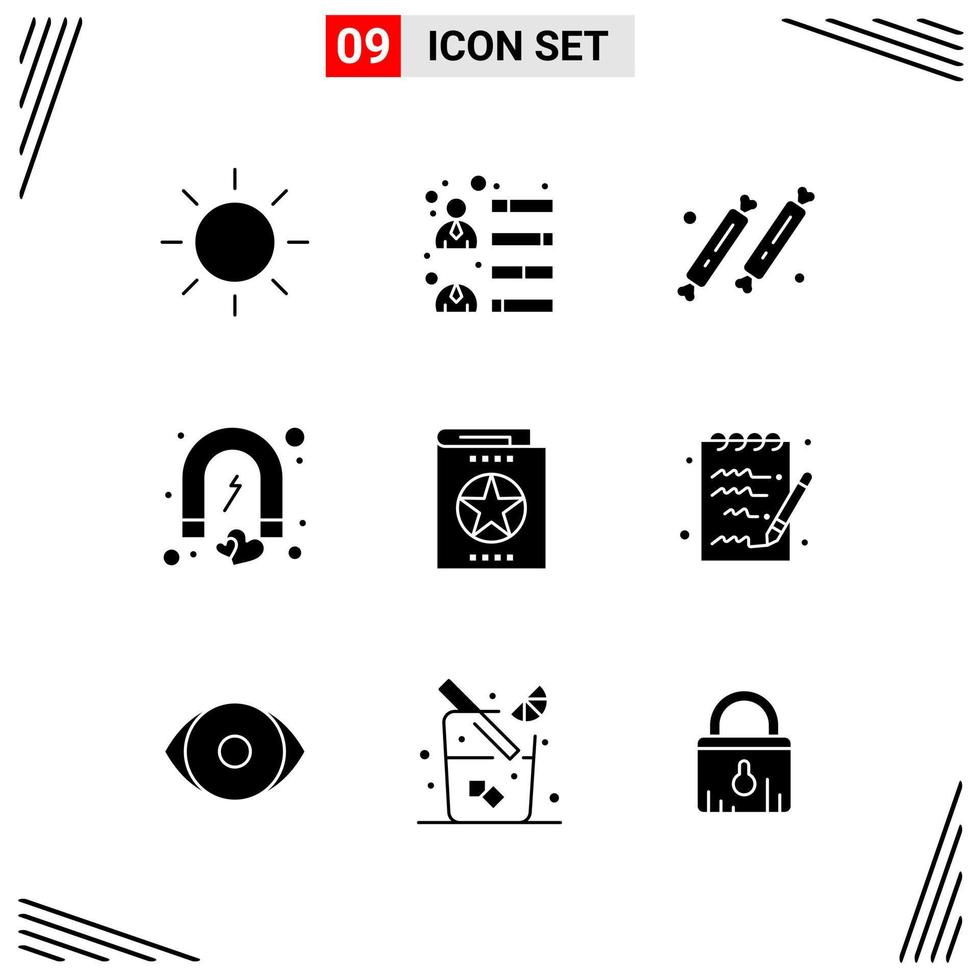 9 Icons Solid Style Grid Based Creative Glyph Symbols for Website Design Simple Solid Icon Signs Isolated on White Background 9 Icon Set Creative Black Icon vector background