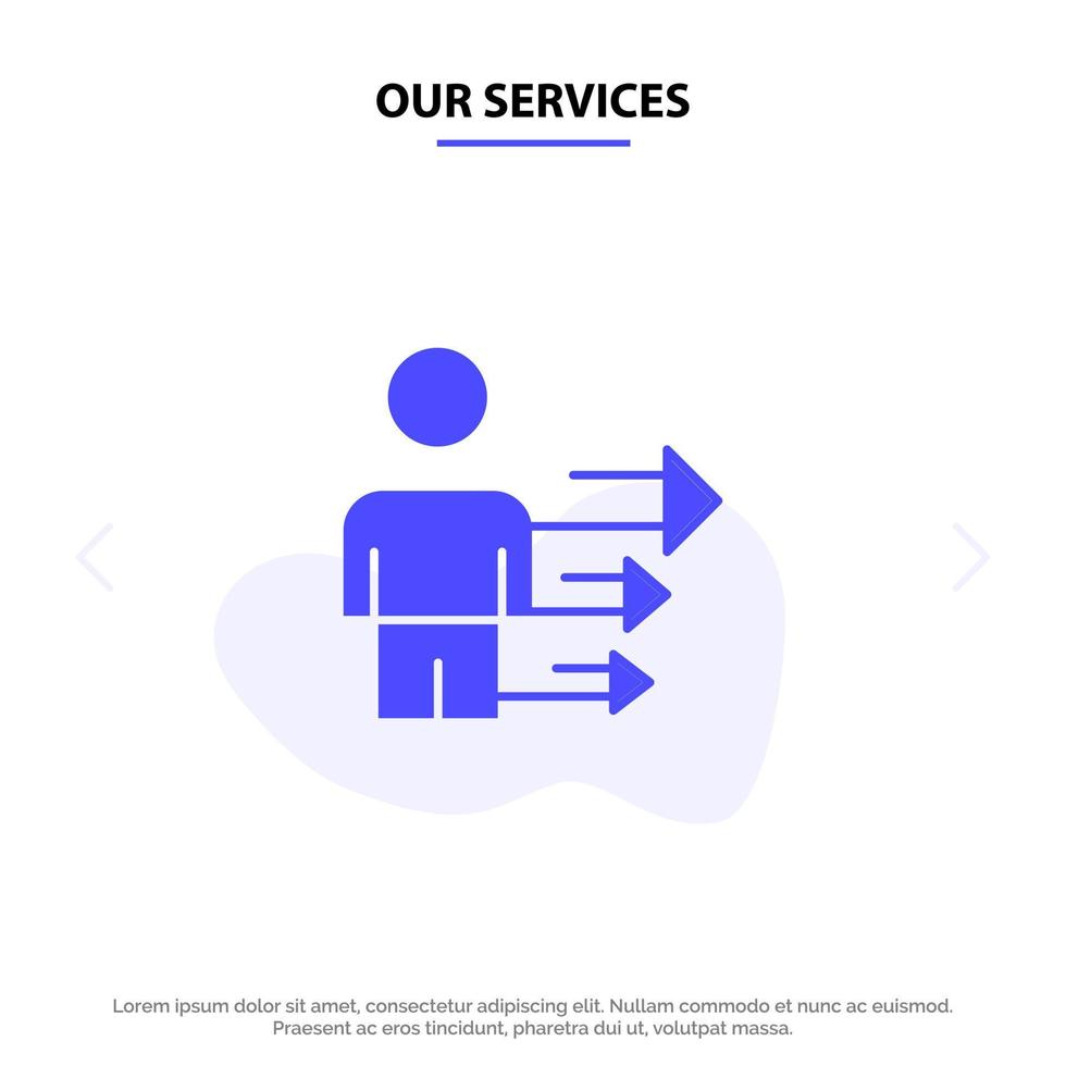 Our Services Approach Business Leadership Modern Solid Glyph Icon Web card Template vector