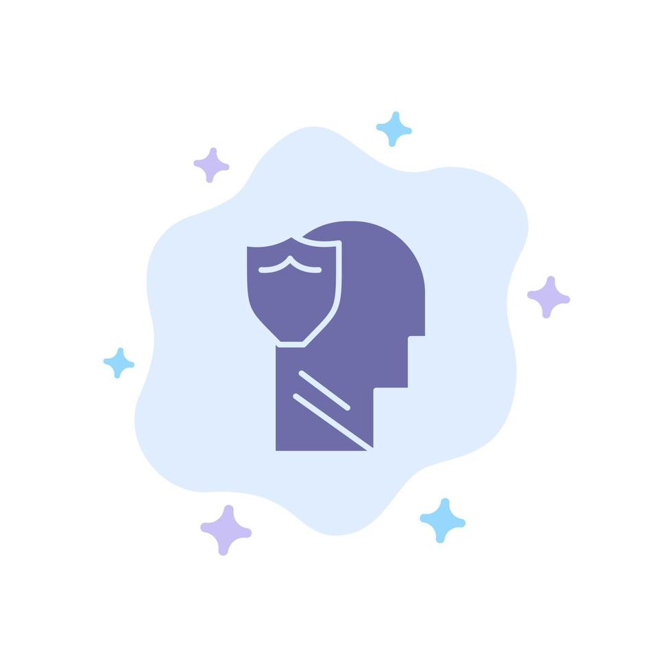 Shield Secure Male User Data Blue Icon on Abstract Cloud Background vector