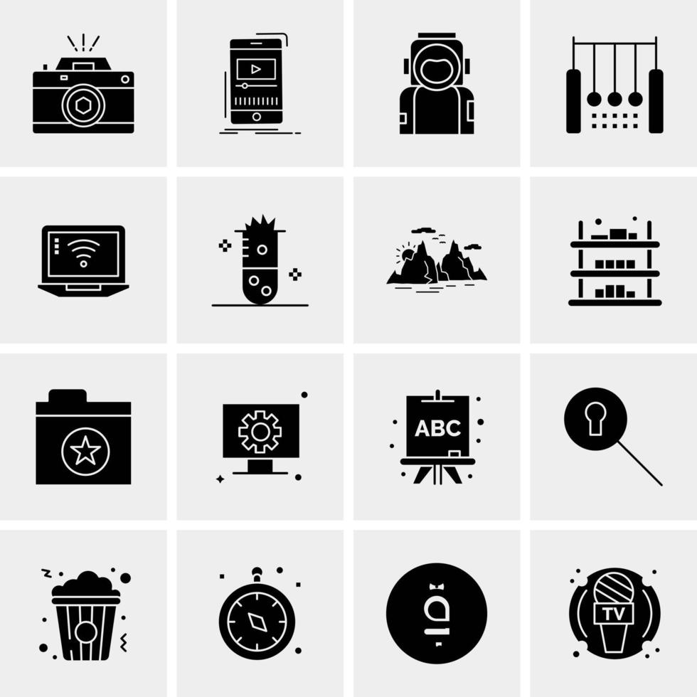 16 iconos de negocios universales vector ilustración de icono creativo para usar en proyectos relacionados con la web y dispositivos móviles