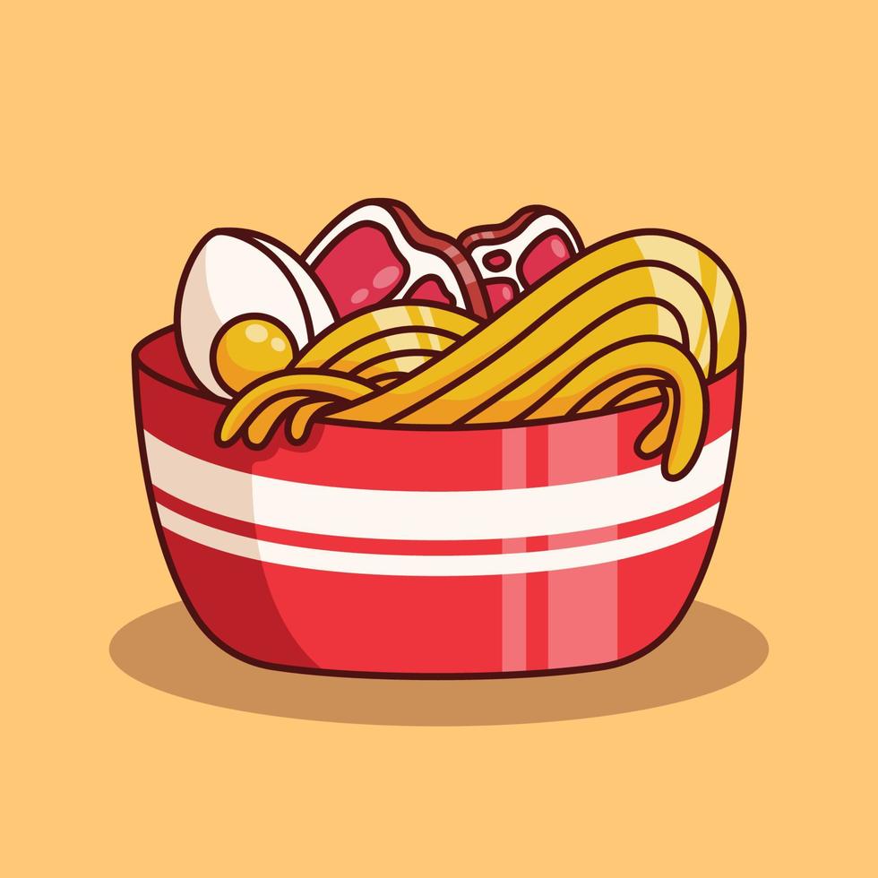 cute ramen noodle illustration in flat design vector
