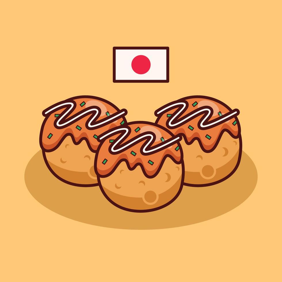 cute takoyaki illustration in flat design vector