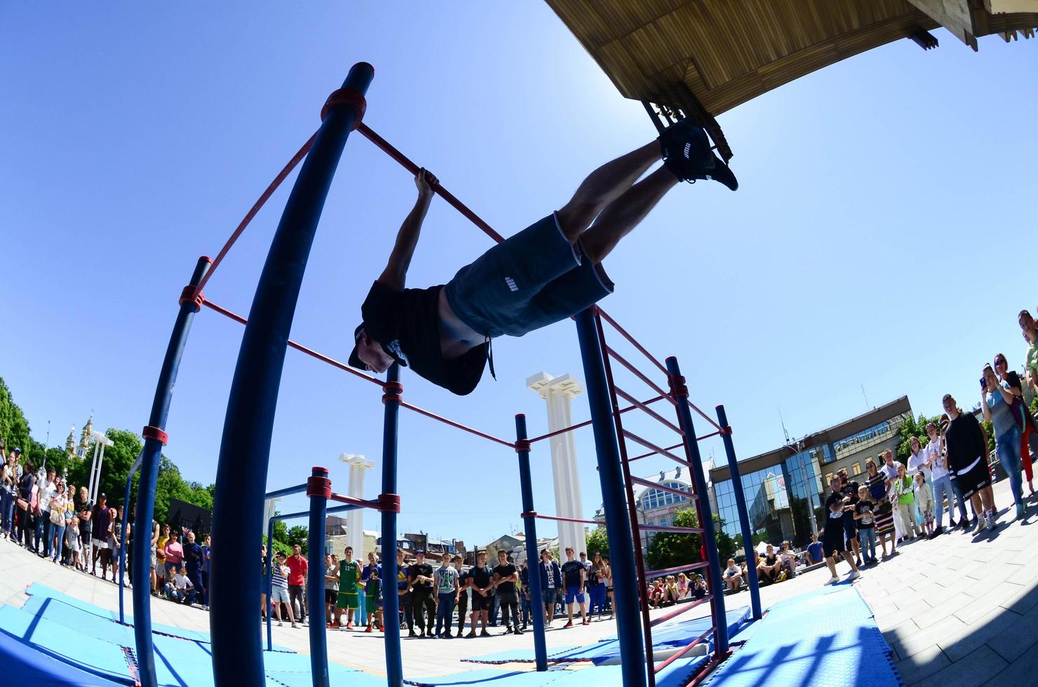 KHARKIV, UKRAINE - 27 MAY, 2018 Street workout show during the annual festival of street cultures photo