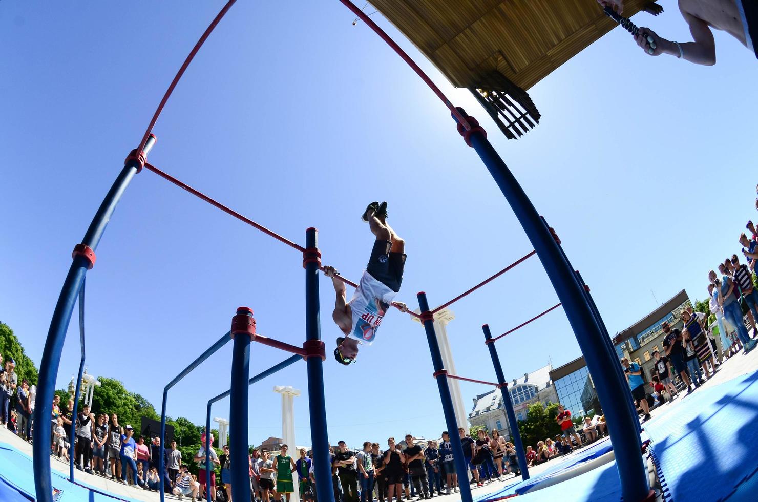 KHARKIV, UKRAINE - 27 MAY, 2018 Street workout show during the annual festival of street cultures photo