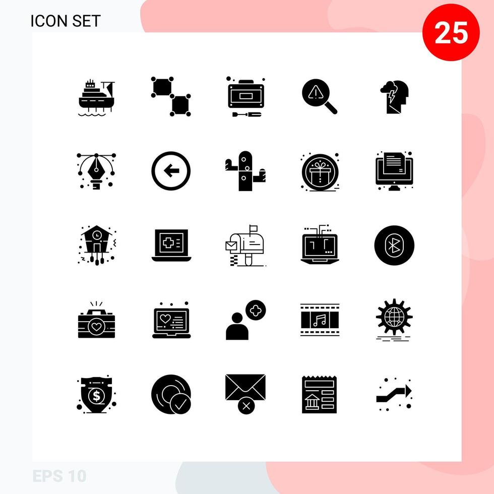 25 Creative Icons Modern Signs and Symbols of mental error development view find Editable Vector Design Elements