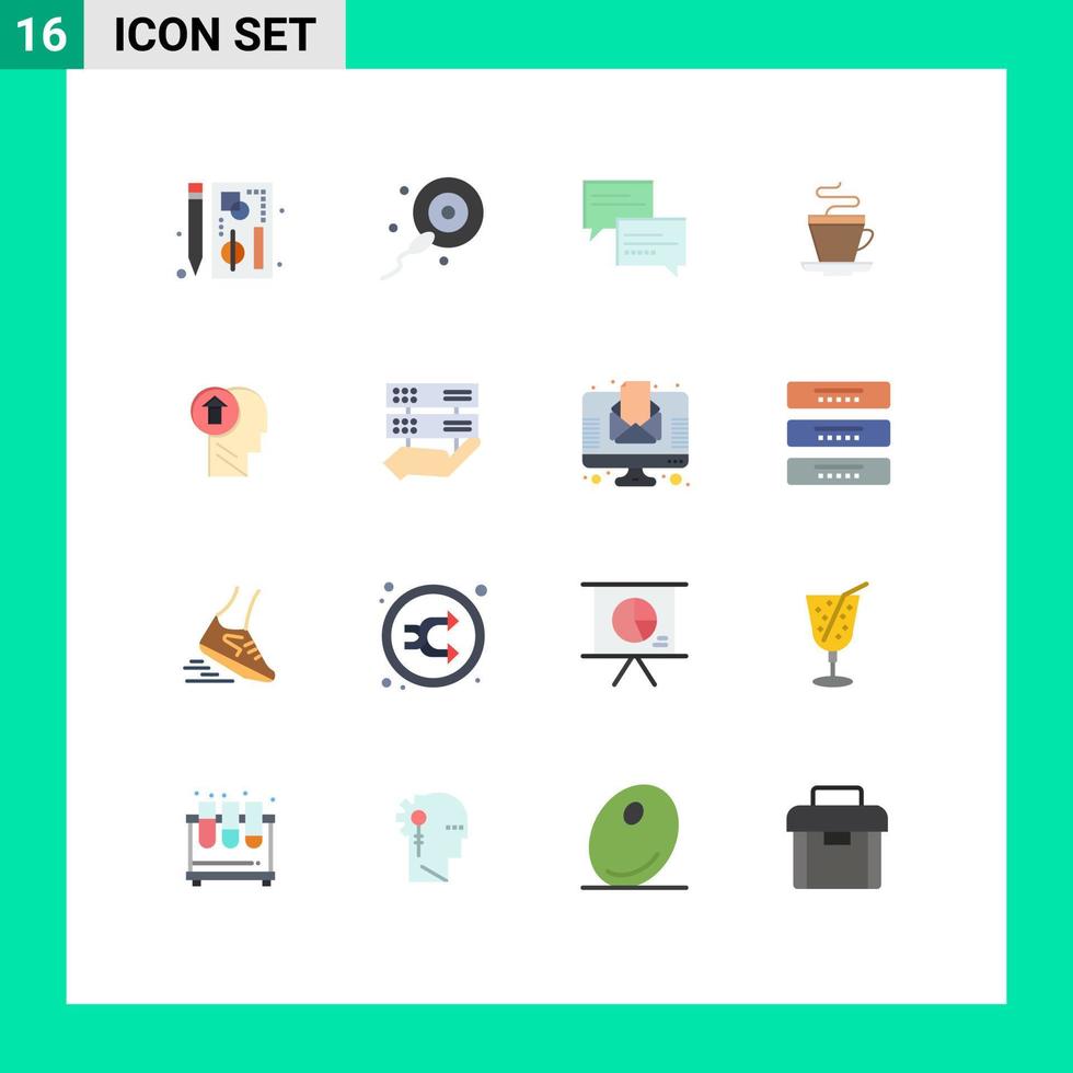 Set of 16 Modern UI Icons Symbols Signs for head indian chat coffee tea Editable Pack of Creative Vector Design Elements