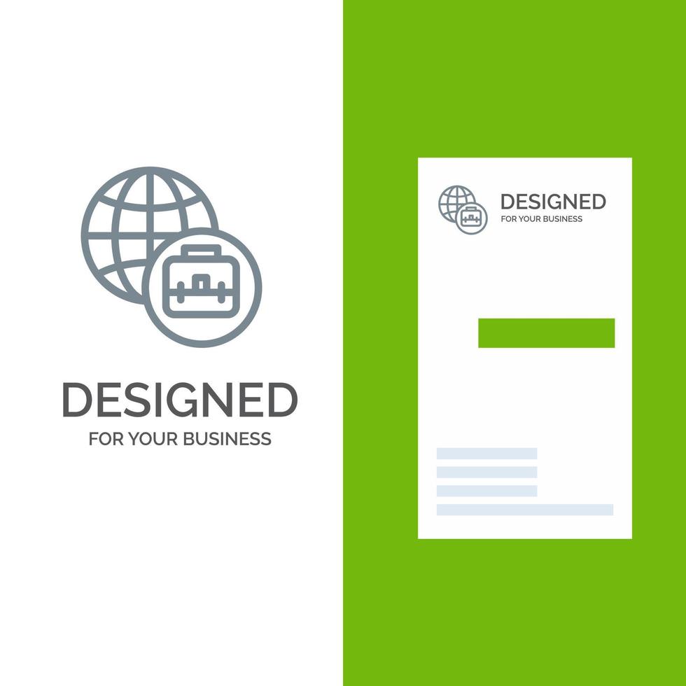 diseño de logotipo gris de negocios internacionales y plantilla de tarjeta de visita vector