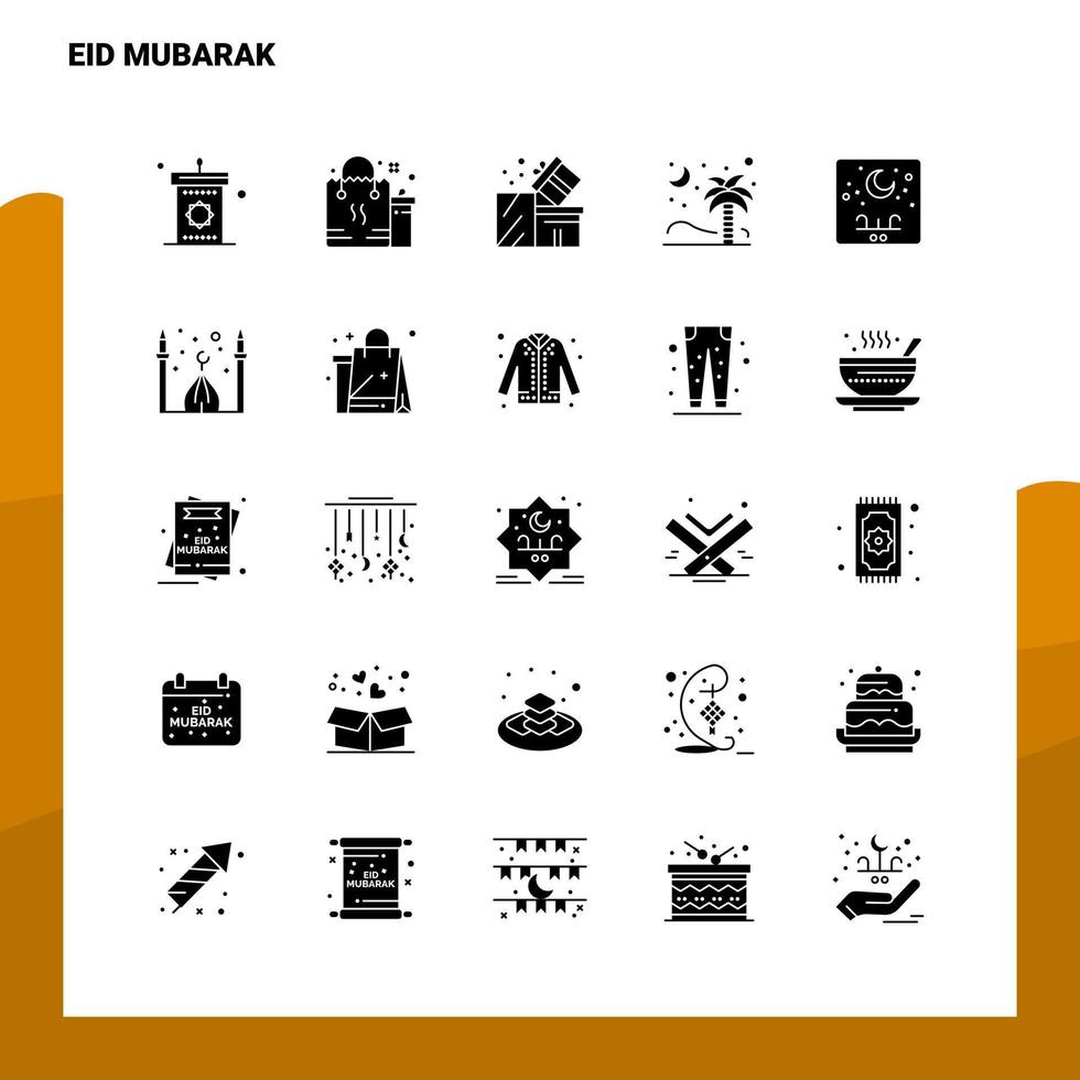 25 Eid Mubarak Icon set Solid Glyph Icon Vector Illustration Template For Web and Mobile Ideas for business company