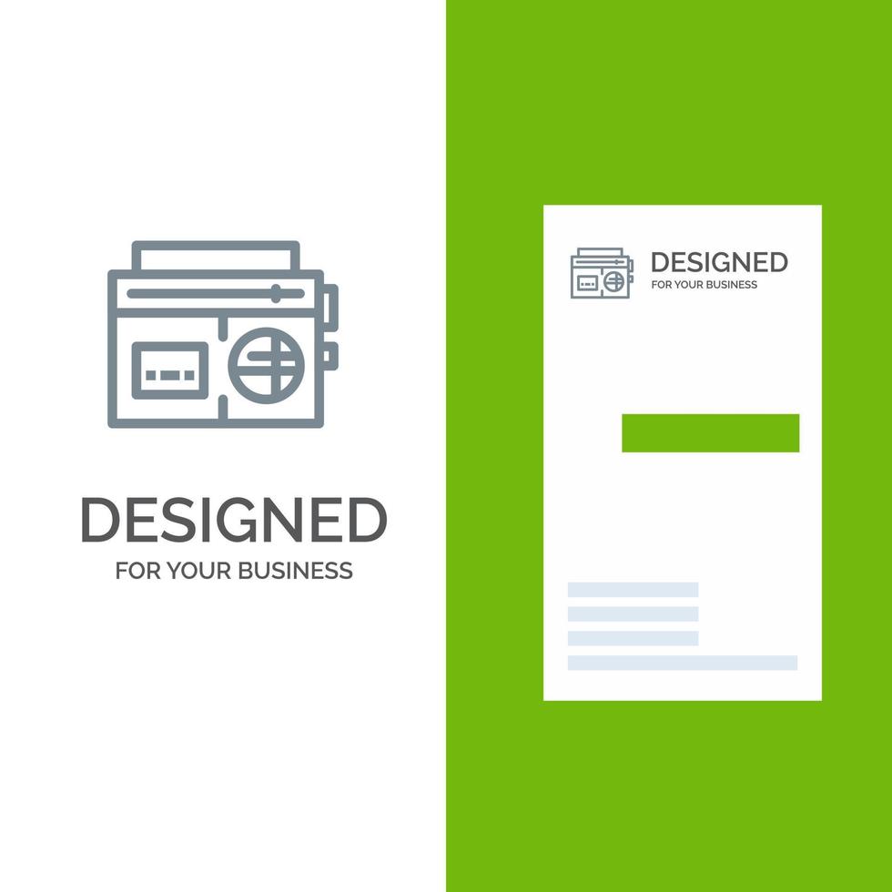 Tape Radio Music Media Grey Logo Design and Business Card Template vector