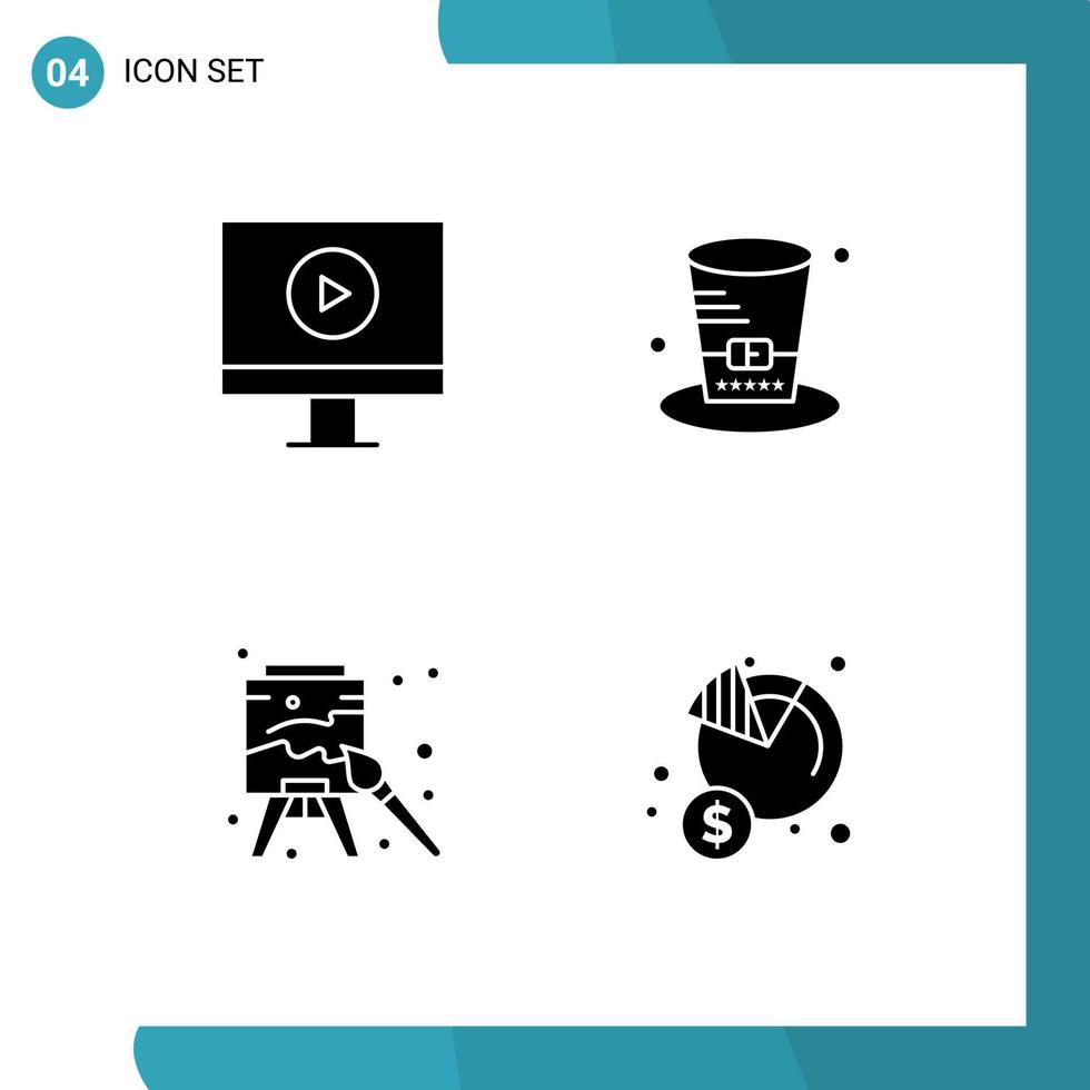 Modern Set of Solid Glyphs Pictograph of display arts day usa economy Editable Vector Design Elements