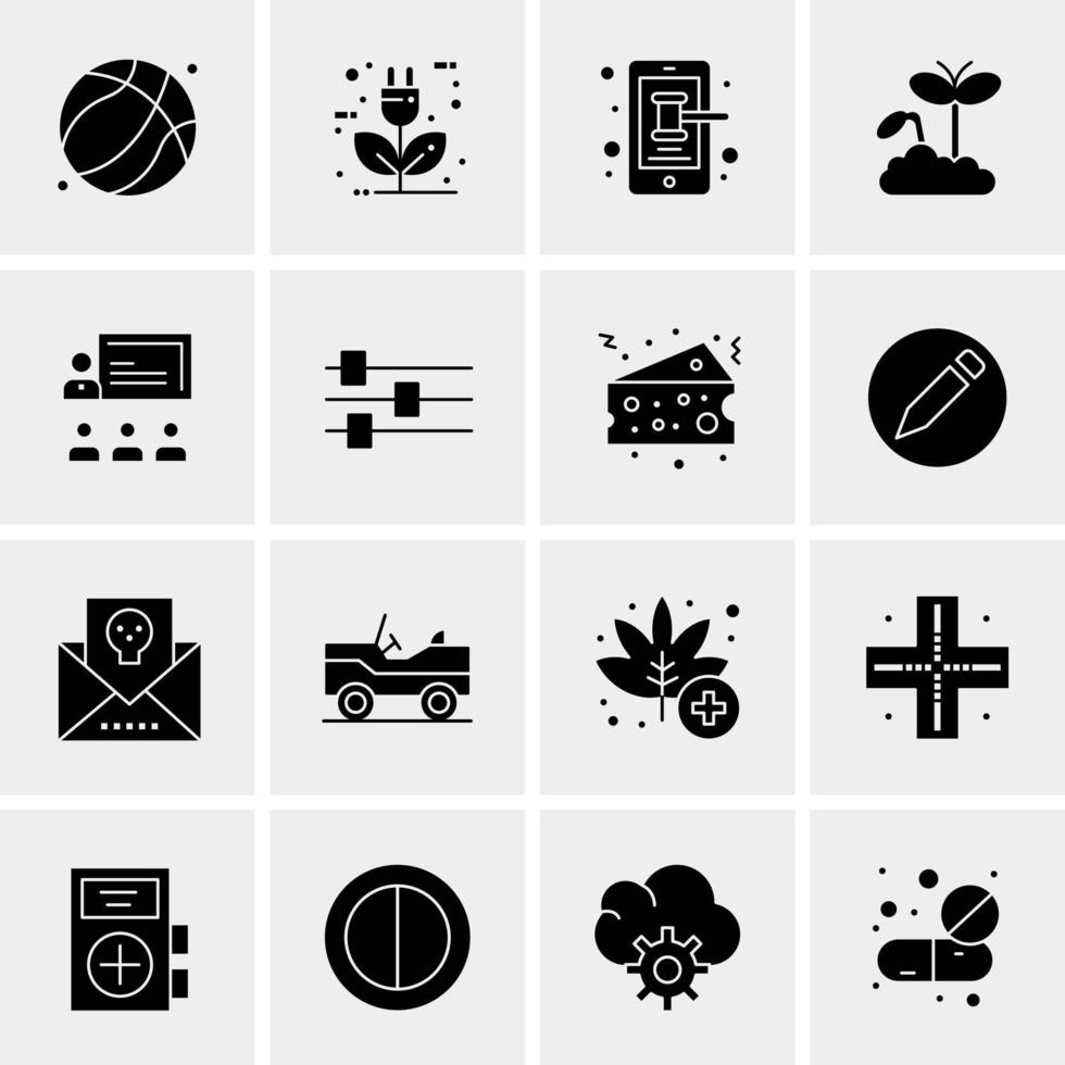 16 iconos de negocios universales vector ilustración de icono creativo para usar en proyectos relacionados con la web y dispositivos móviles