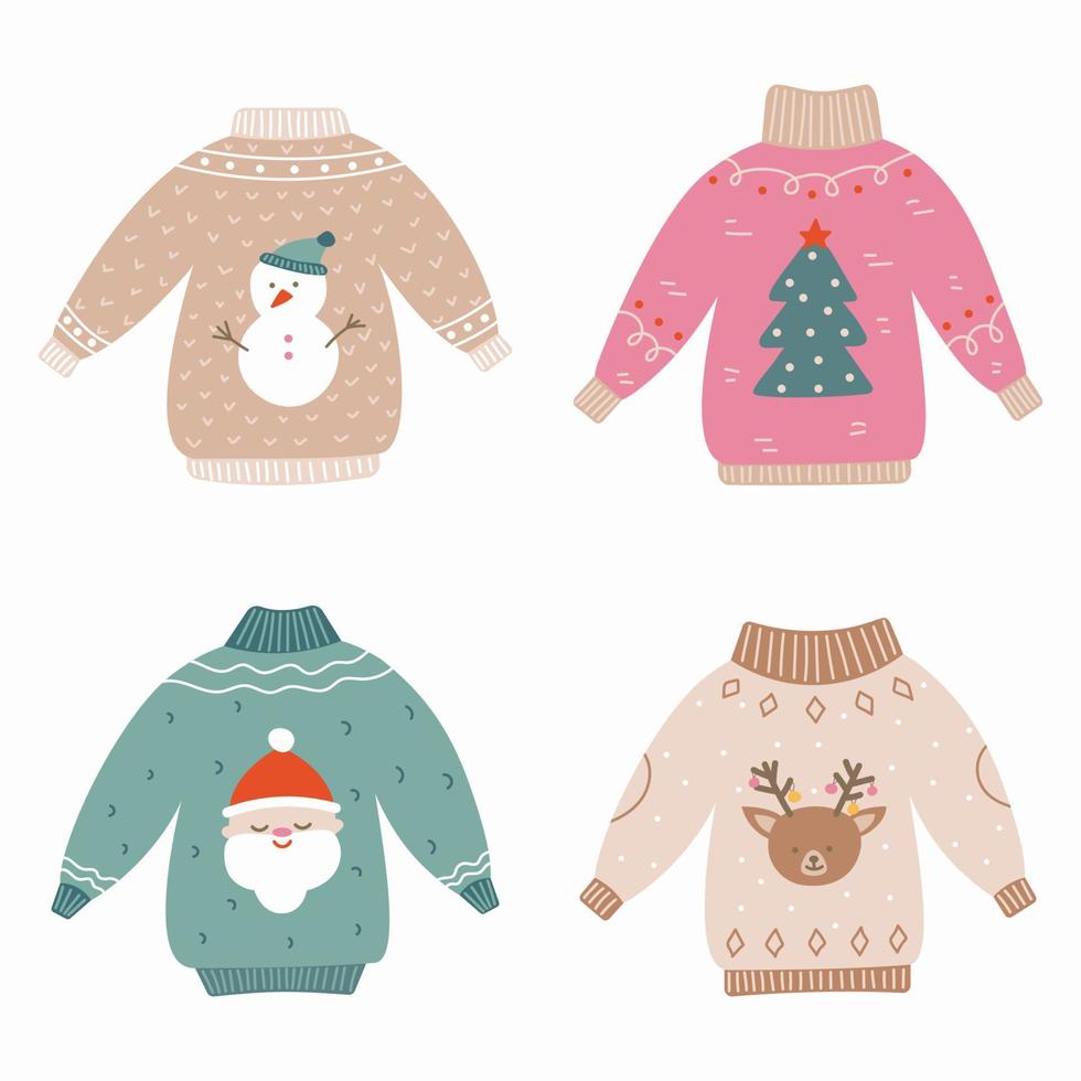 vector set of winter knitted sweaters